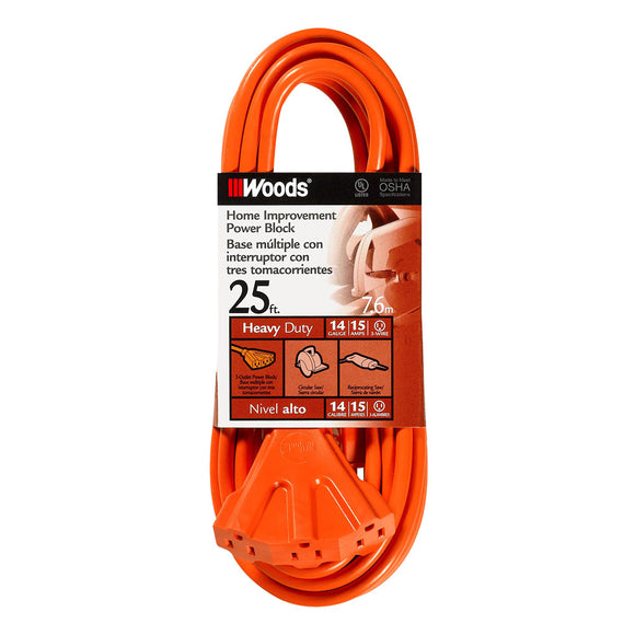 Woods® Standard Outdoor Tritap Extension Cord 50 ft. Orange