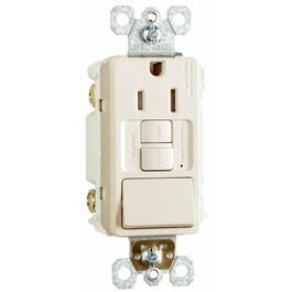 GFCI Receptacle/Single-Pole Switch, 15A, Almond