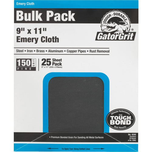 Gator 9 In. W. x 11 In. L. 150 Grit Emery Cloth (25-pack)